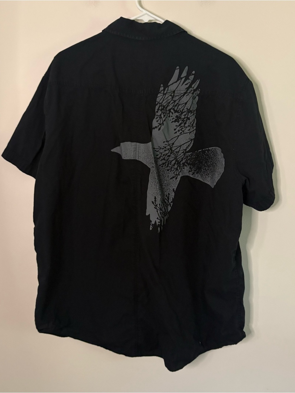 UTILITY Men’s XXL 2XL Y2K Black Button Down Top Eagle Grunge W7